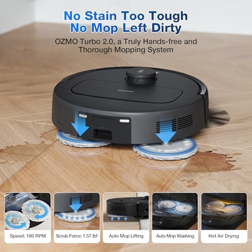 ECOVACS DEEBOT N30 Omni Robot Vacuum and Mop, 10000Pa Suction, TruEdge Adaptive Edge Mopping, ZeroTangle 2.0 Technology, Hot Air-Drying, Self-Emptying, Auto-Lift Mopping, Obstacle Avoidance. - 6