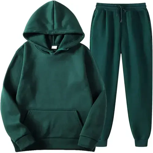 Ecqkame Women Tracksuit Casual Joggers Hooded Sportswear 2PCS Outfits Men's And Women's Long Sleeve Hoodies Sweatshirt And Sweatpants Fall Winter Suit Green M- - 5