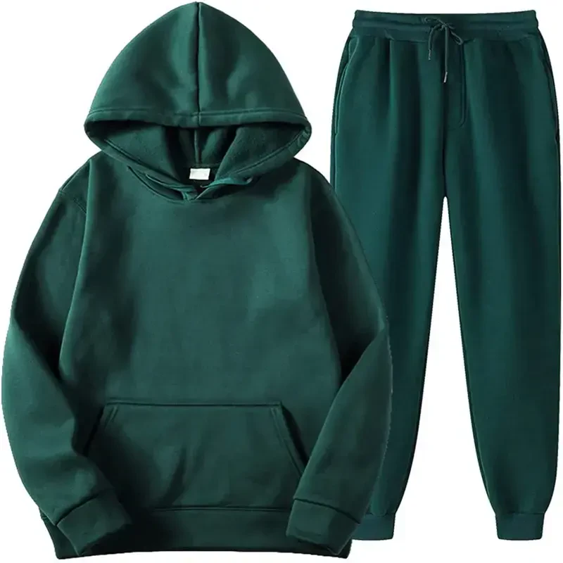 Ecqkame Women Tracksuit Casual Joggers Hooded Sportswear 2PCS Outfits Men's And Women's Long Sleeve Hoodies Sweatshirt And Sweatpants Fall Winter Suit Green M- - 5