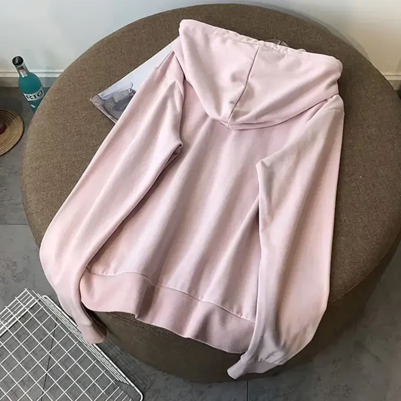 Ecqkame Tracksuit Sets for Women Clothing Two Piece Fall Jogging Outfits Long Sleeve Hooded Zip Up Sweatshirt Jacket and Wide-Leg Pants Pink L on Clearance- - 4