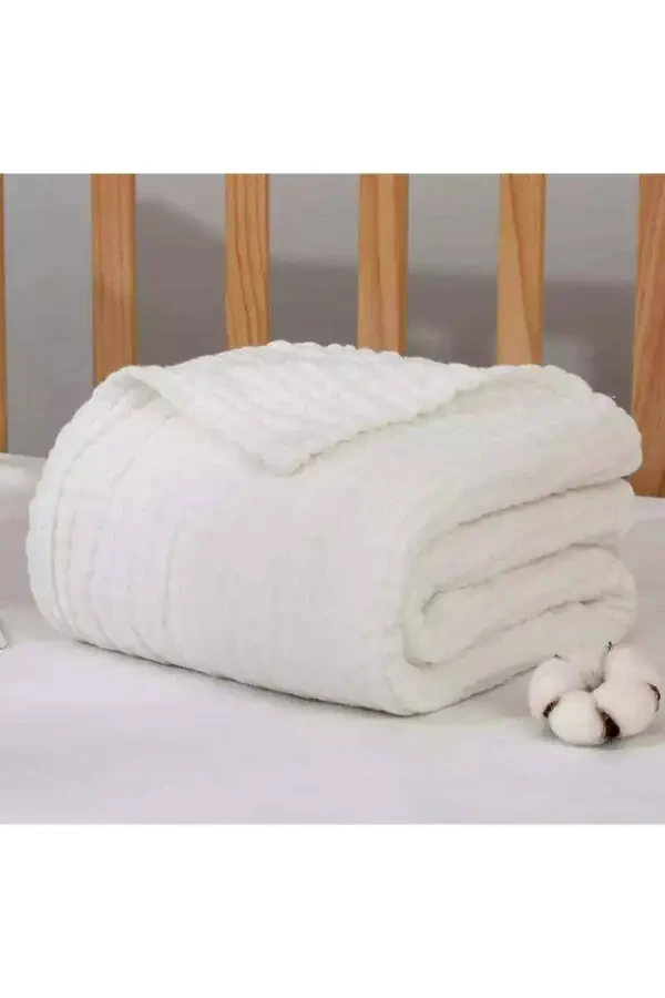 Ecru 4-Layer Multipurpose Muslin Swaddle Blanket-White - 1