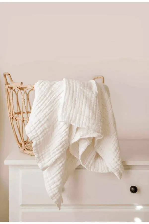 Ecru 4-Layer Multipurpose Muslin Swaddle Blanket-White - 2