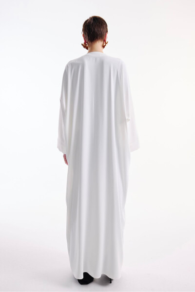 Ecru Abaya with Bow Detail - 6