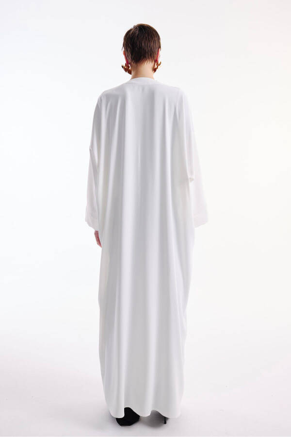 Ecru Abaya with Bow Detail - 6