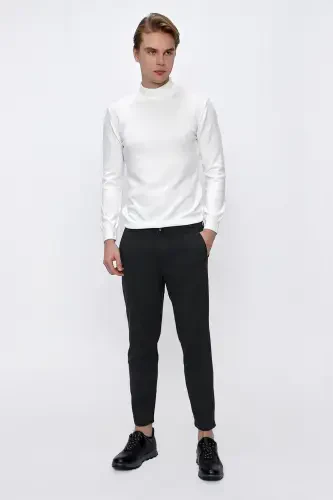 Ecru Basic Dynamic Fit Comfort Fit Half Turtleneck Knit Sweater - 4