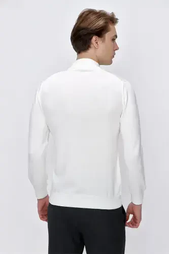 Ecru Basic Dynamic Fit Comfort Fit Half Turtleneck Knit Sweater - 6