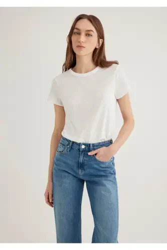 Ecru Basic T-Shirt Regular Fit / Normal Cut 16130 - 1