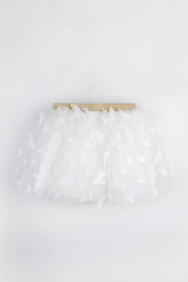 Ecru Butterfly Appliqué Girls' Tulle Skirt - Pauline - 7