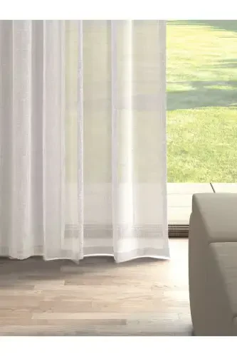 Ecru Color Linen Look Plain Tulle Curtain No Ironing-ECRU - 2