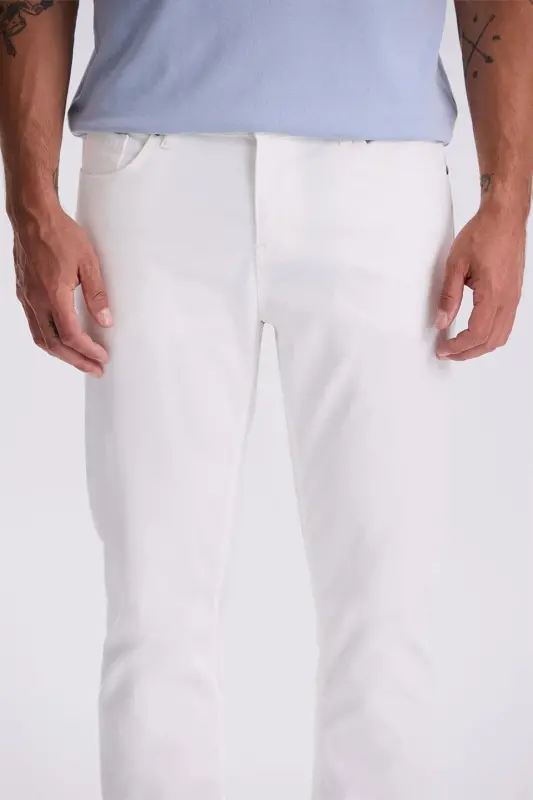 Ecru Comfort Fit Canvas Sports Pants - 3