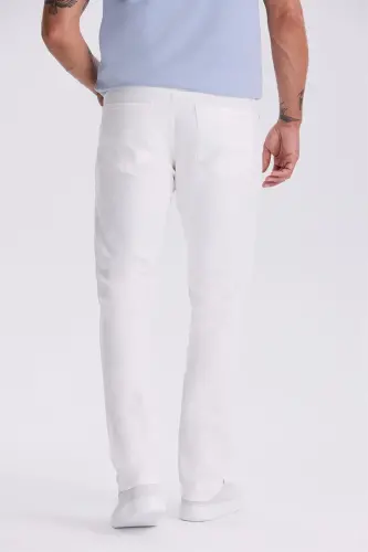 Ecru Comfort Fit Canvas Sports Pants - 4