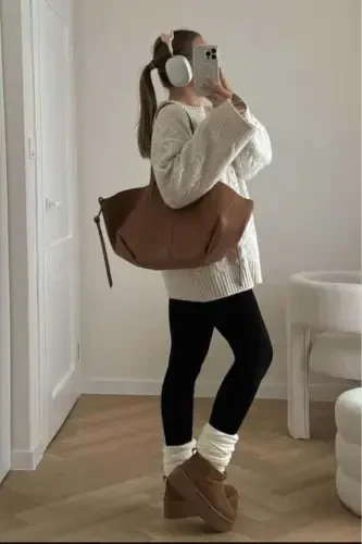 Ecru Crew Neck Knit Sweater MG2009 - 5