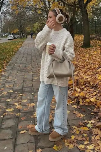Ecru Crew Neck Knit Sweater MG2009 