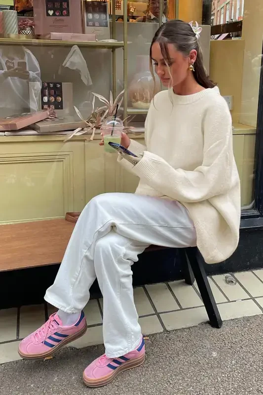 Ecru Crew Neck Oversize Knit Sweater MG1972-Ecru - 8