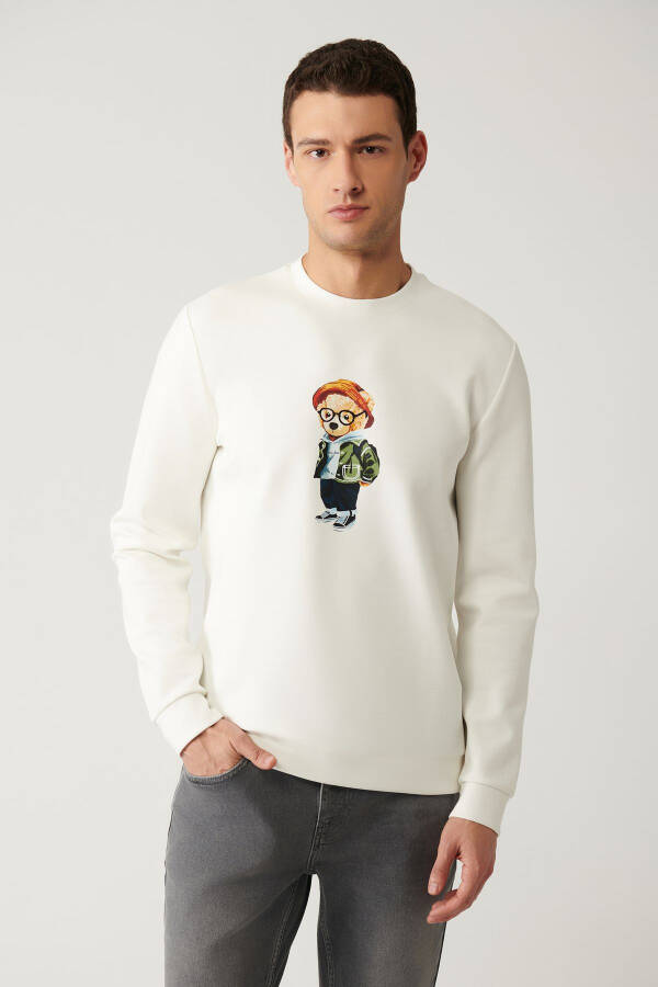 Ecru Crew Neck Sweatshirt - 6