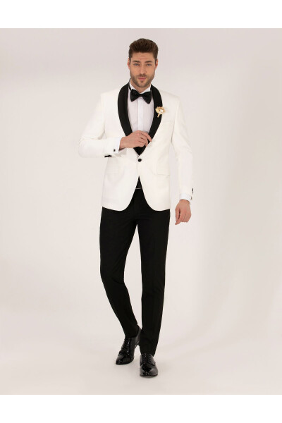 Ecru Ex. Slim Fit Tuxedo Suit 50267027-VR019 - 15