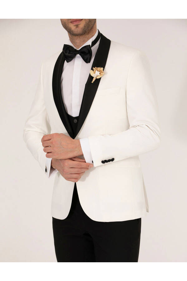 Ecru Ex. Slim Fit Tuxedo Suit 50267027-VR019 - 20