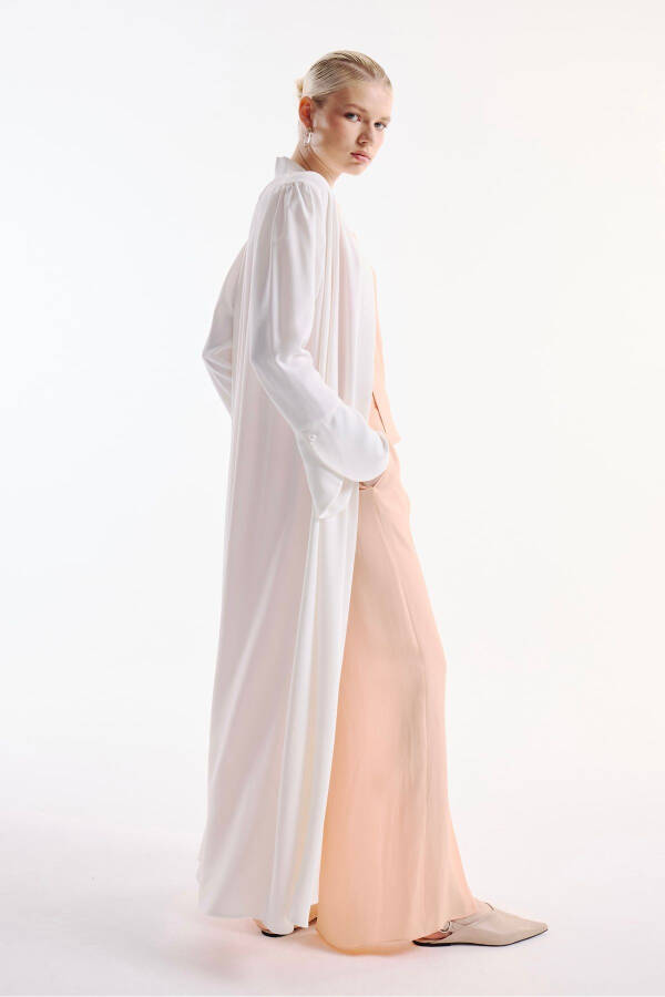 Ecru Flounce Sleeve Abaya - 4