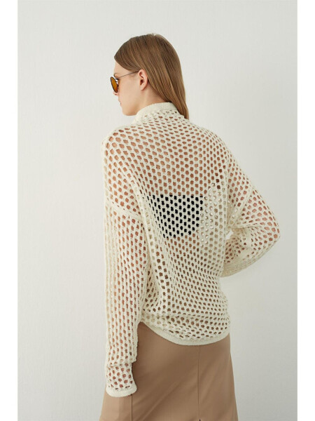 Ecru Holey Knit Sweater - 8