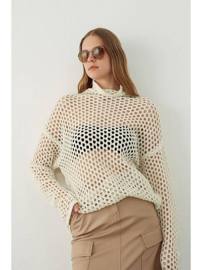 Ecru Holey Knit Sweater - 2