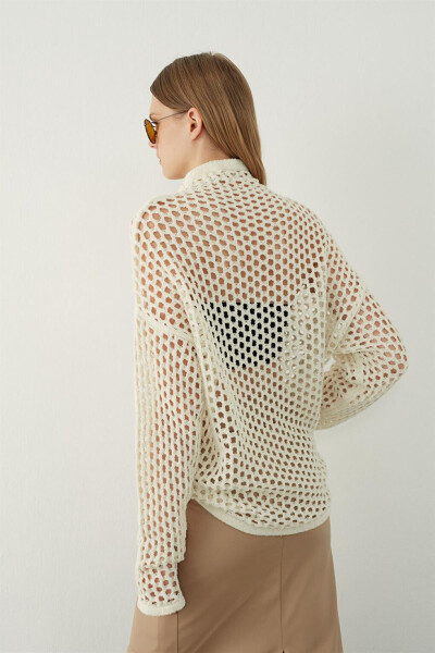 Ecru Holey Knit Sweater - 16
