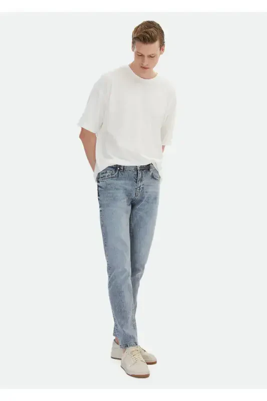 Ecru Jacquard Crew Neck 100% Cotton T-Shirt - 2