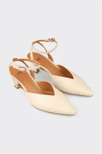 Ecru Leather Women's High Heel Shoes - Ecru - ELLE SHOES (1)