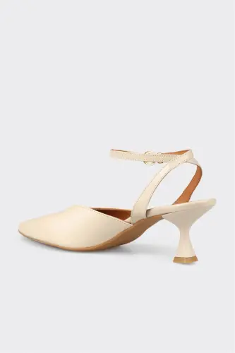 Ecru Leather Women's High Heel Shoes - Ecru - 3