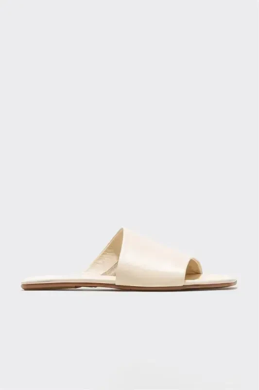 Ecru Leather Women's Slipper - ELLE