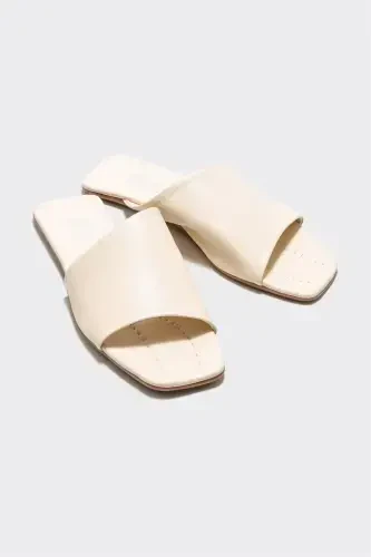 Ecru Leather Women's Slipper - ELLE (1)