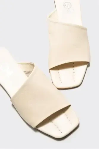 Ecru Leather Women's Slipper - 3