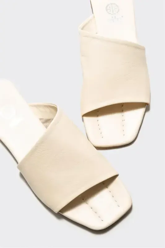 Ecru Leather Women's Slipper - 3