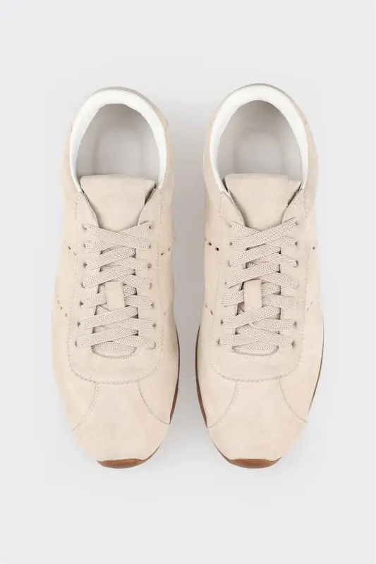 Ecru Leather Women's Sneaker-Ecru - 4