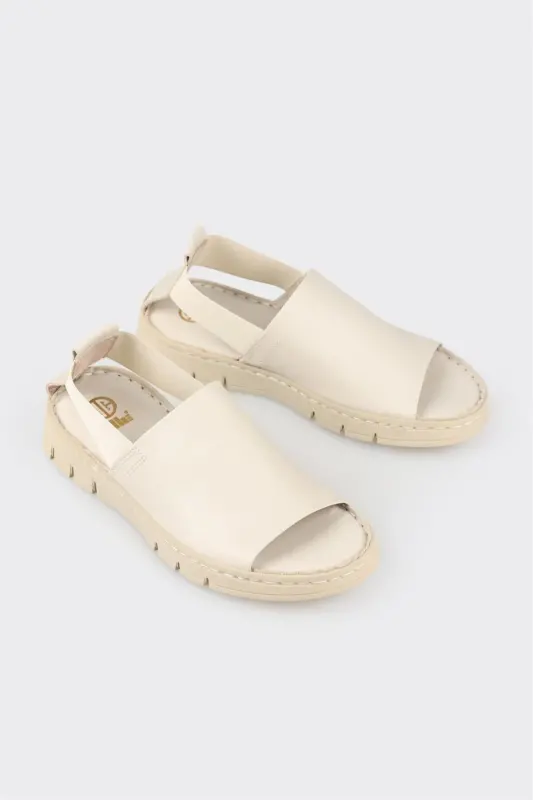 Ecru Leather Women's Sport Sandals - 1