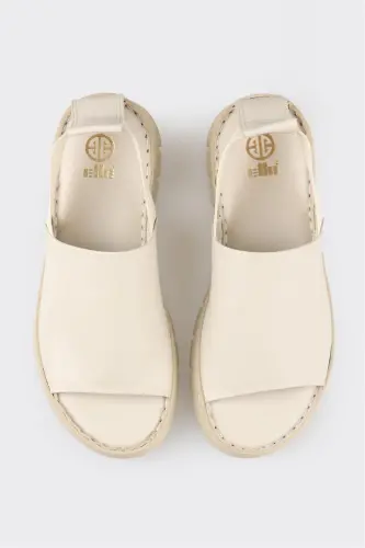 Ecru Leather Women's Sport Sandals - 3