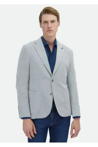 Ecru Micro Shirt Shoulder Slim Fit Cotton Blend Knit Jacket - 3