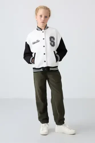 Ecru paxta jun puxta yumshoq to'qimalı standart o'lchamli tikilgan qiz bolalar uchun sviter - 75163 - TOMMY LIFE (1)