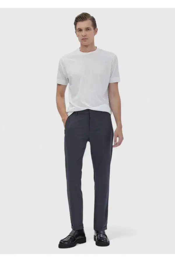 Ecru Plain Crew Neck Cotton Blend T-Shirt - 2