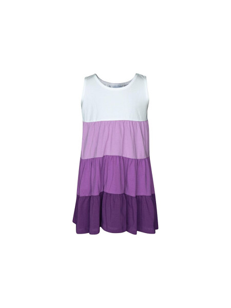 Ecru-Purple Girls Colorful Tiered Ruched Strappy Dress-Mixed - LC WAIKIKI
