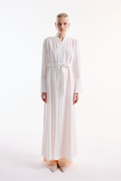Ecru rangli volanli yengli Abaya - NUUM DESIGN (1)