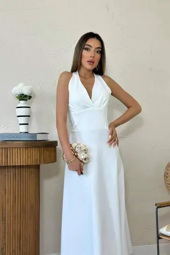 Ecru Satin Bustier Dress - 3