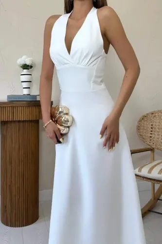 Ecru Satin Bustier Dress - 4