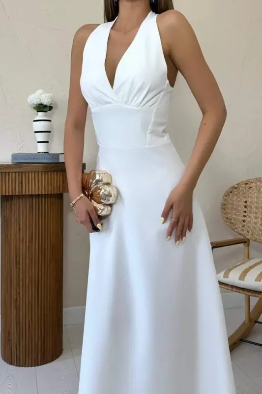 Ecru Satin Bustier Dress - 4