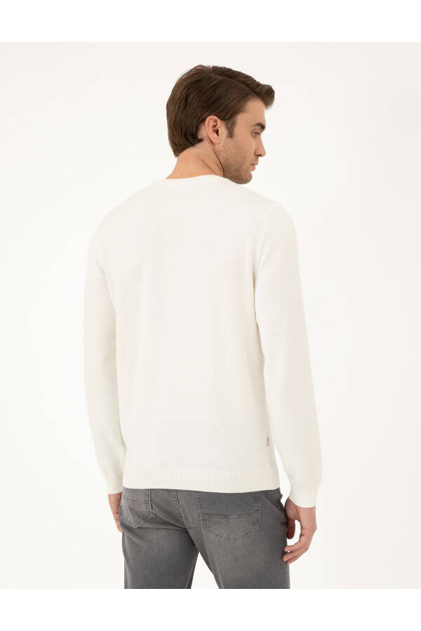 Ecru Slim Fit Basic Sweater - 5