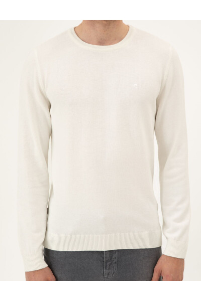 Ecru Slim Fit Basic Sweater - 6