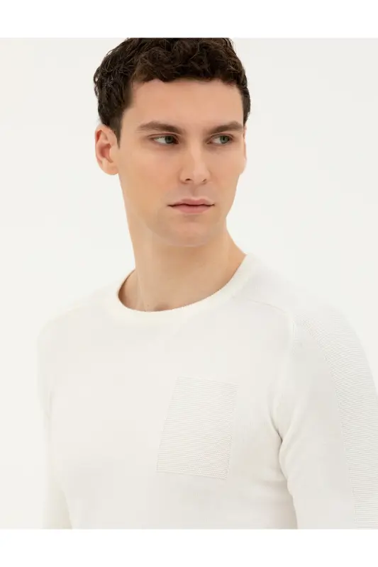 Ecru Slim Fit Crew Neck Knitwear Sweater 50281779-VR019 - 142343 - 2