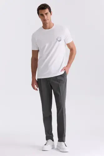 Ecru Slim Fit Crew Neck T-Shirt - 2