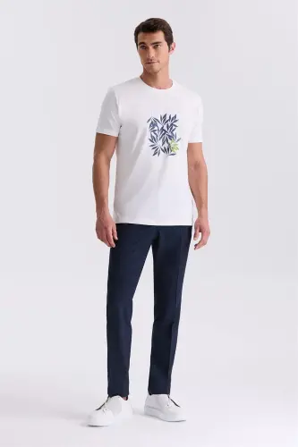Ecru Slim Fit Crew Neck T-Shirt - JAKAMEN (1)