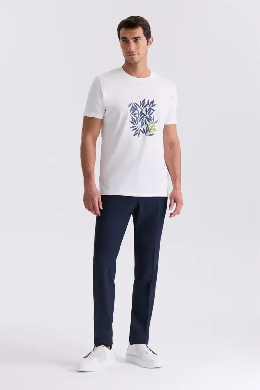 Ecru Slim Fit Crew Neck T-Shirt - 2