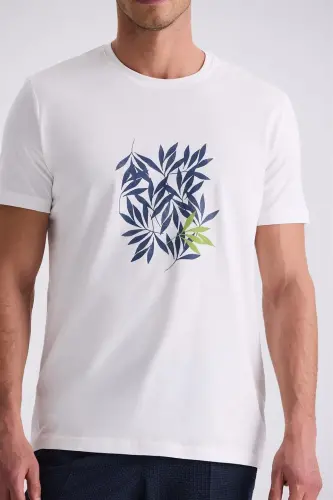 Ecru Slim Fit Crew Neck T-Shirt - 3